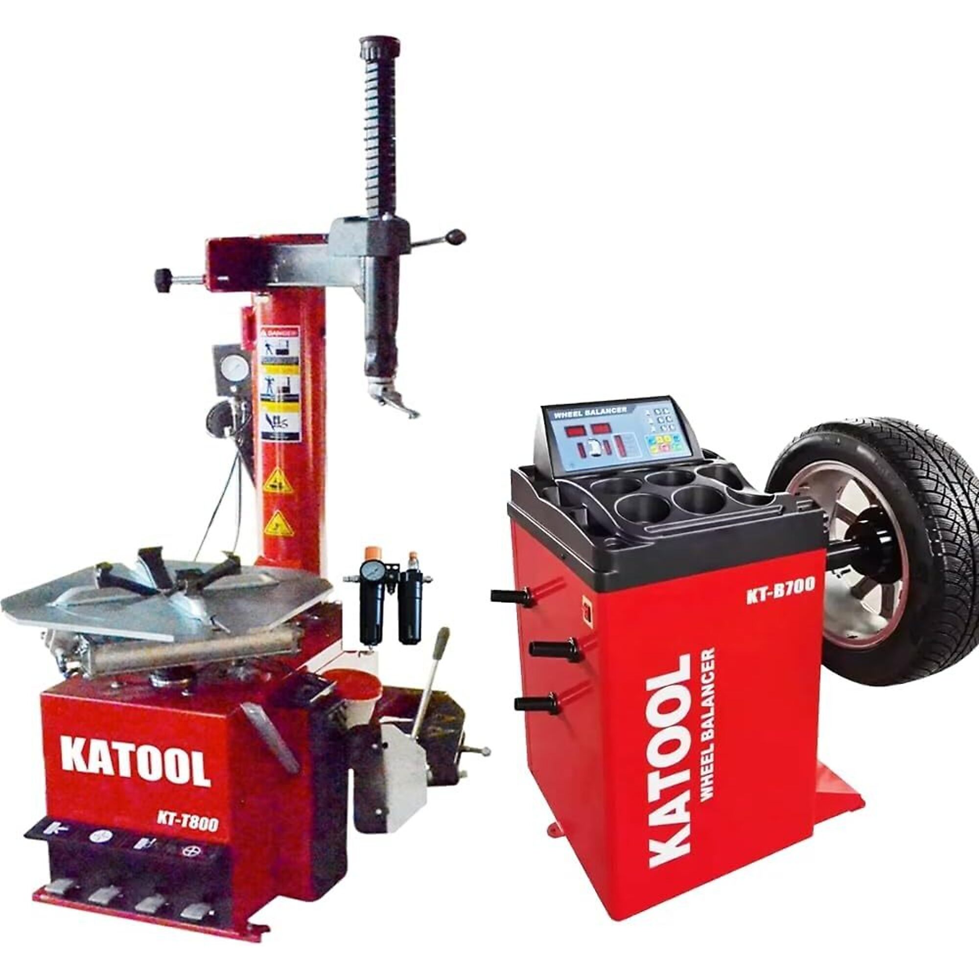 Katool Tire Changer & Wheel Balancer Combo — Alloy Steel Jaw, Stainless Steel Mounting Head, Pedal Control, Model# KT-T800 + KT-B700